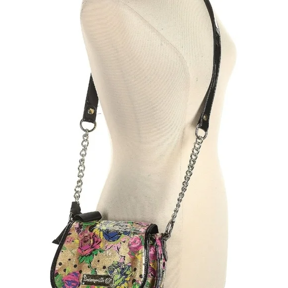 Betsey Johnson Pink and Green Crossbody Bag with Floral Design - Picture 2 of 7